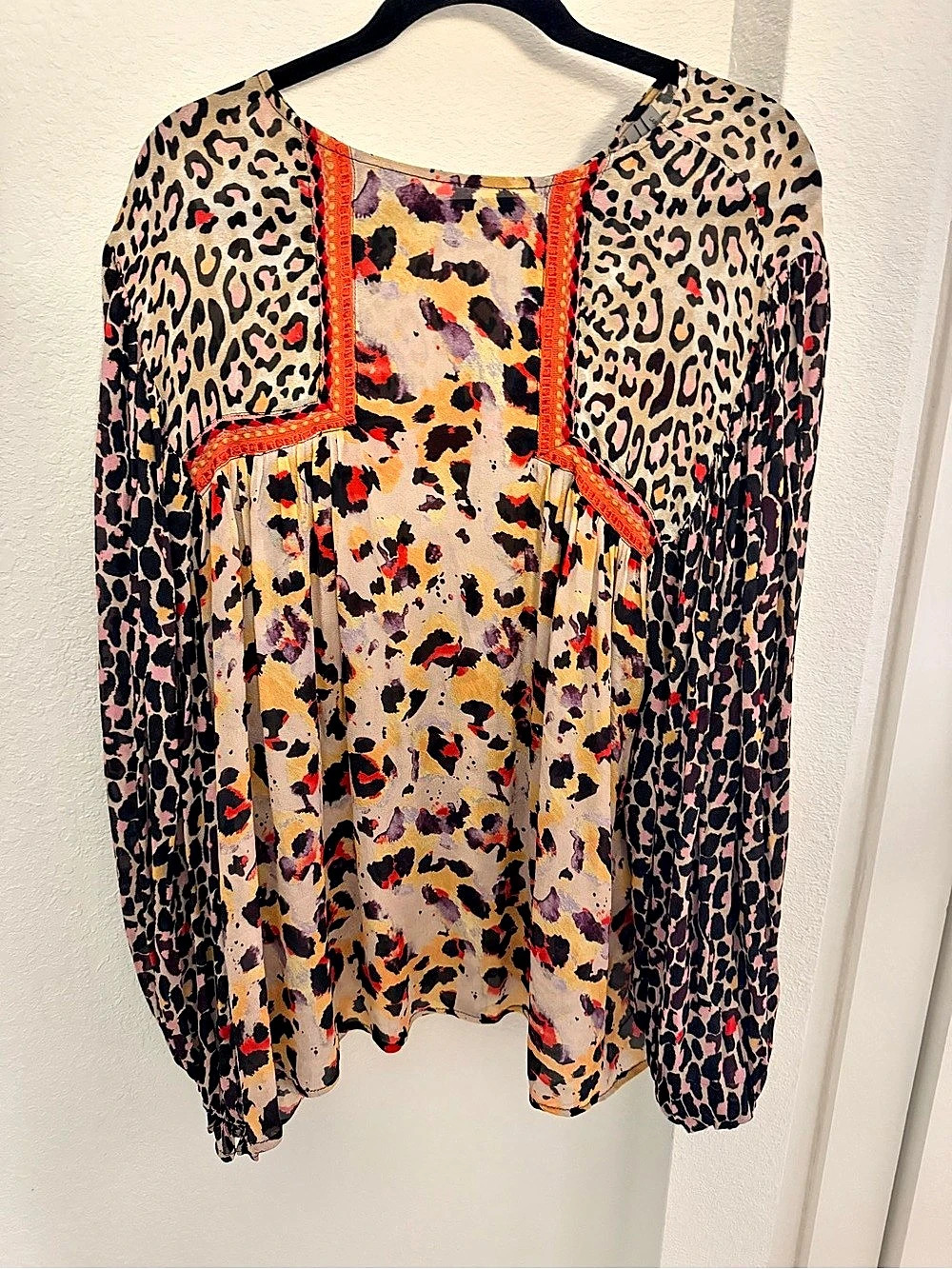 Anthropologie Black London Animal Print Blouse in Large